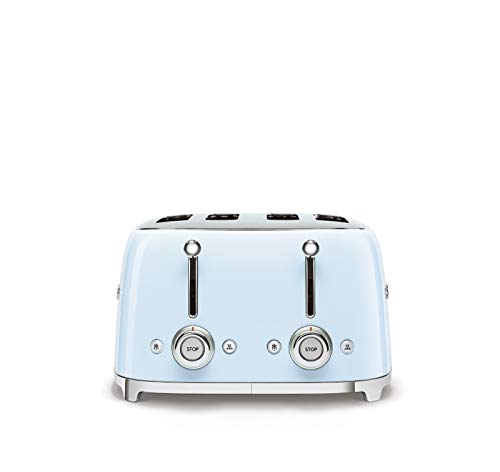 Smeg 50s Retro 4-Slot Toaster TSF03 Bundle with Bamboo Tongs