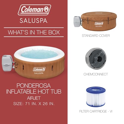 Coleman SaluSpa Miami AirJet 2 to 4 Person Round Inflatable Hot Tub Portable Outdoor Spa with 120 Soothing AirJets and Insulated Cover, Black