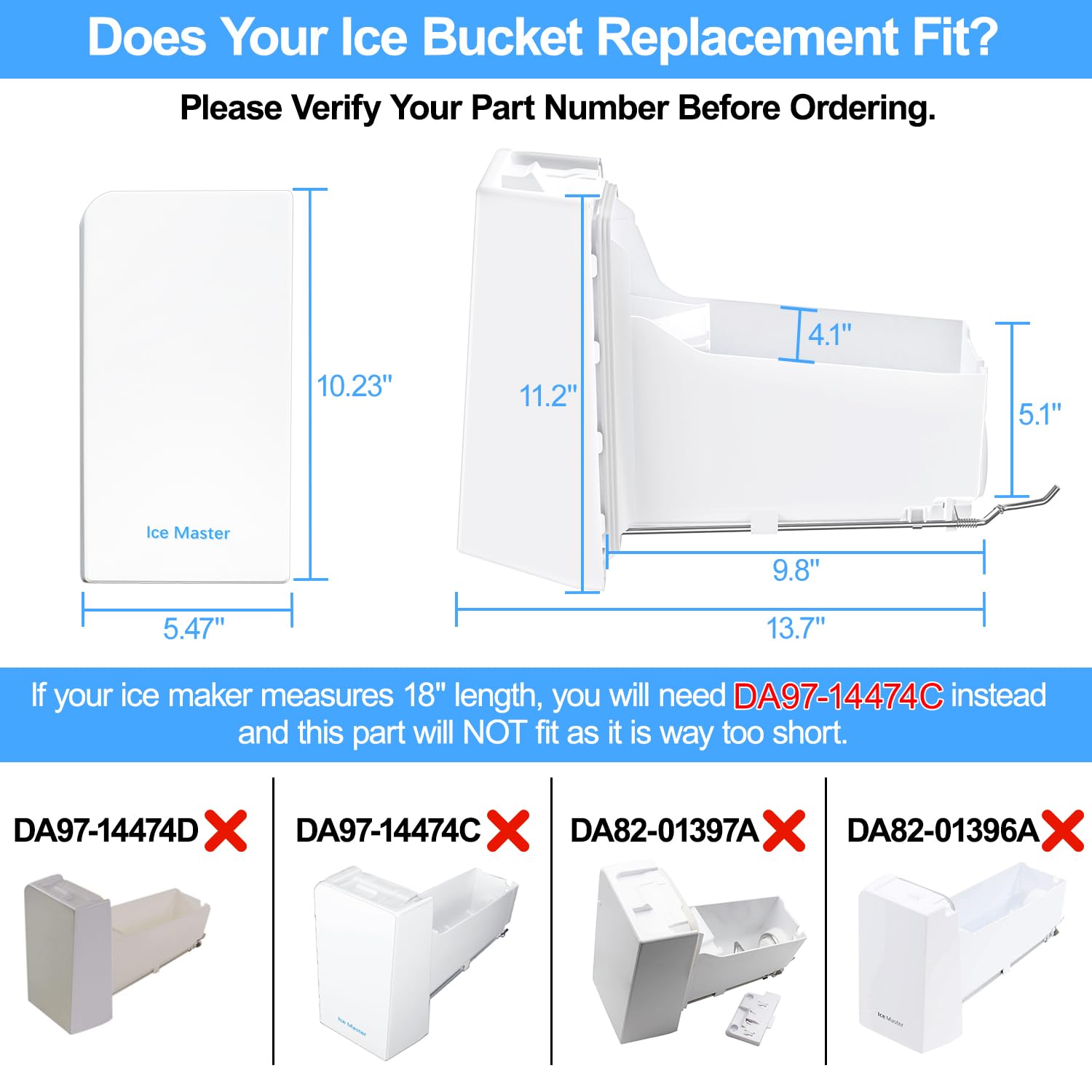Upgraded DA97-14504A Refrigerator Ice Bucket Replacement Compatible with Samsung Ice Maker DA97-14504C Replacement Ice Container Assy Tray & Auger Assembly for RF23HCEDBSR RF22KREDBSR RF23J9011SR