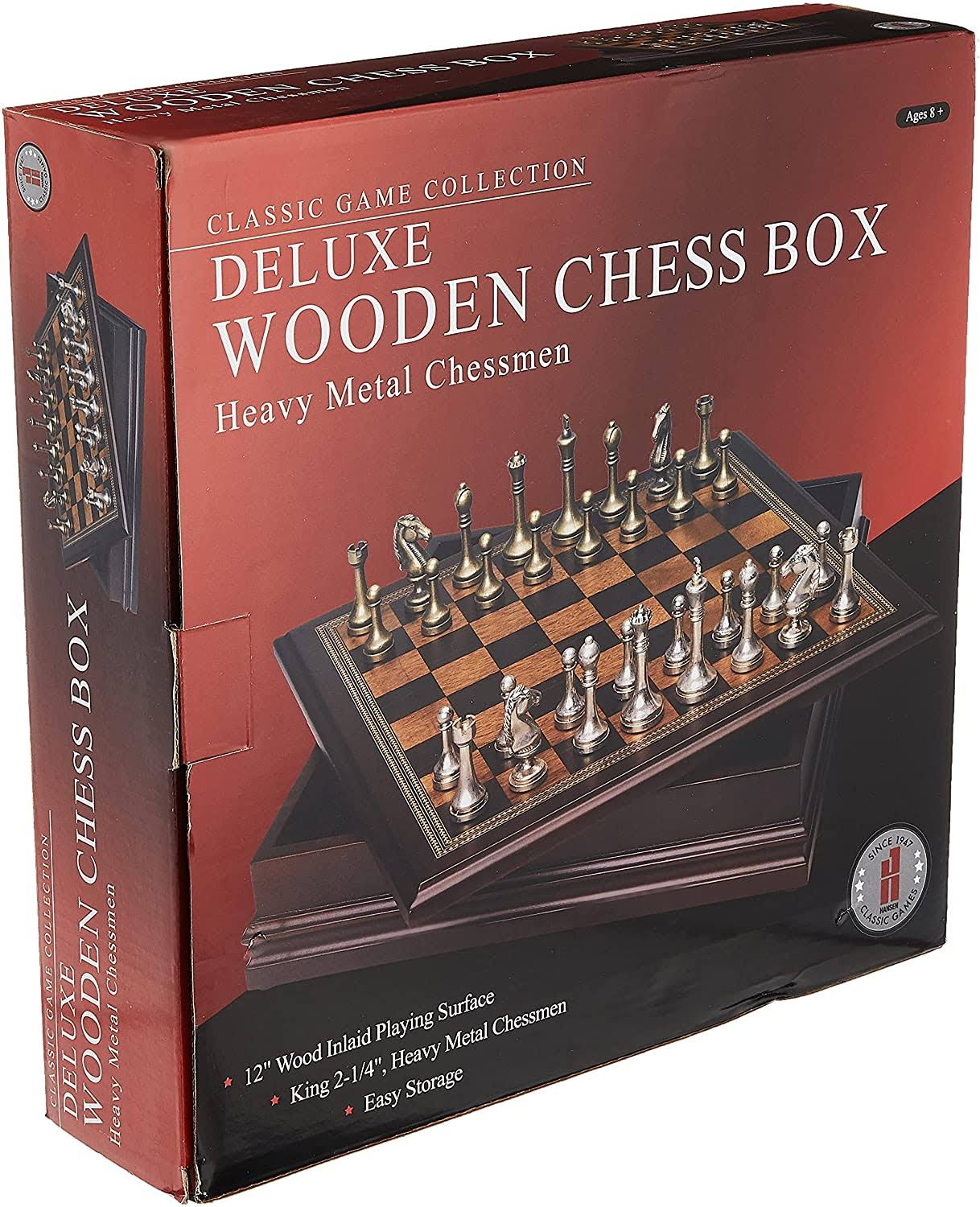 Metal Chess Set with Deluxe Wood Board
