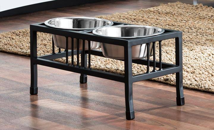 Pets Stop Baron Double Diner Raised Feeder Black Large