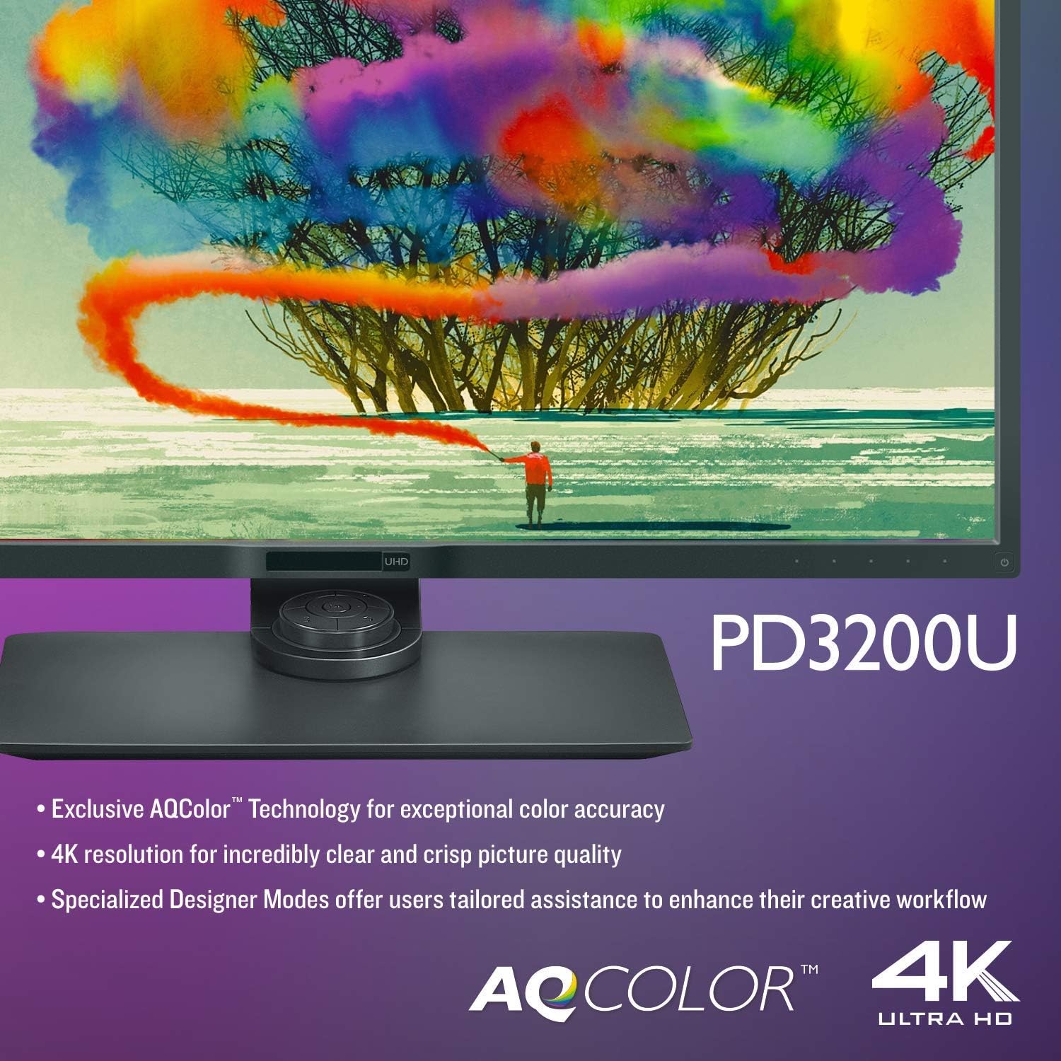 BenQ PD2705U 27 inch 4K UHD IPS Monitor USB-C, 99% sRGB and Rec.709, HDR10, Ergonomic Design, Eye-Care, Built-in Speakers