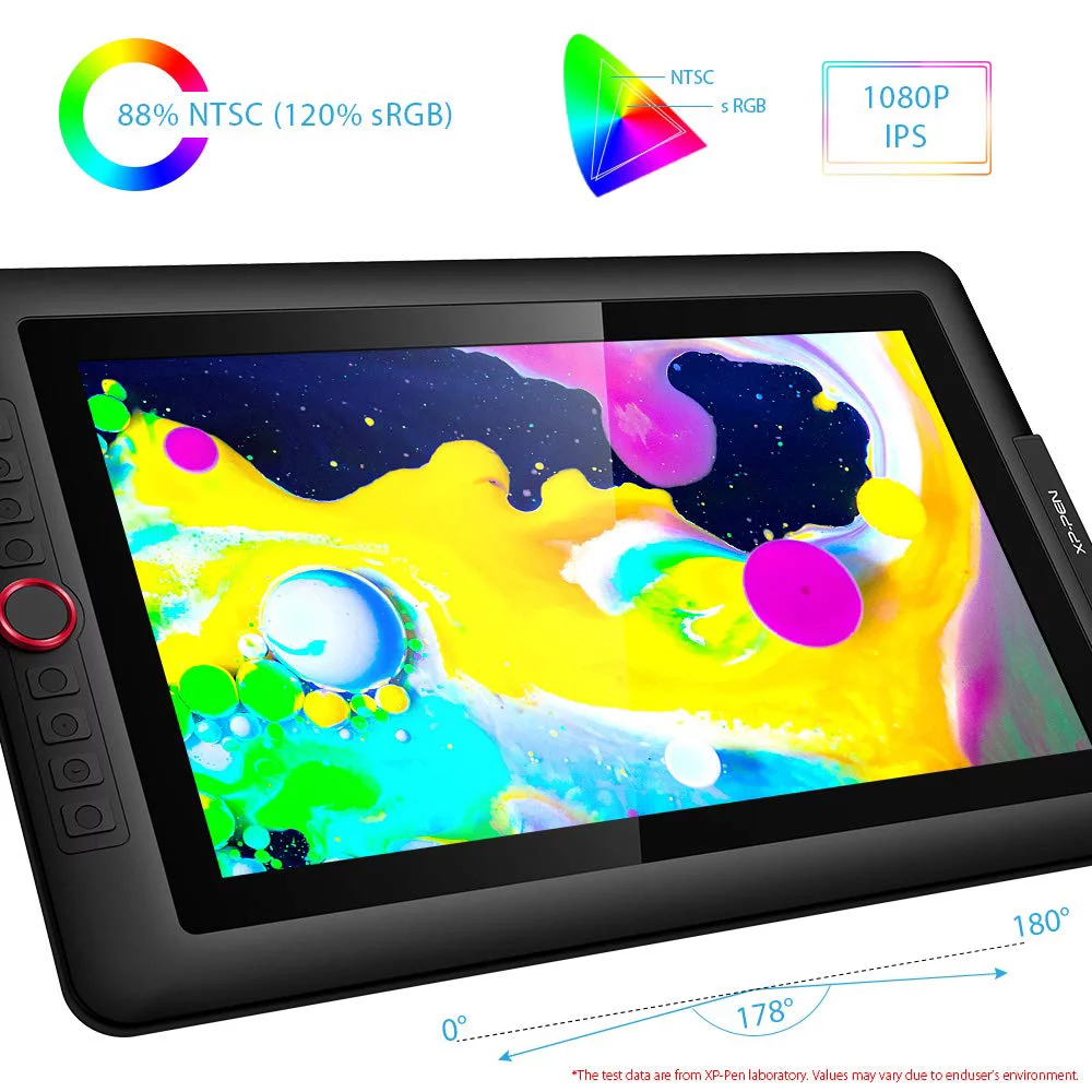 XP-PEN Artist 15.6 Pro Graphics Drawing Tablet Full-Laminated Pen Display with 60 Degree Tilt Function, Red Dial, 8192 Levels Pen Pressure