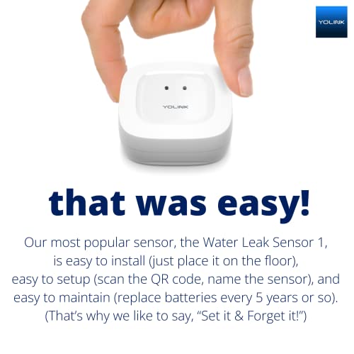 YOLINK LoRa Smart Water Leak Protection System, w/Commercial Grade Smart Motorized Stainless Steel Valve, (3) Water Leak Sensors, Hub: Up to 1/4-Mile Range, IFTTT, Alexa, Home Assistant