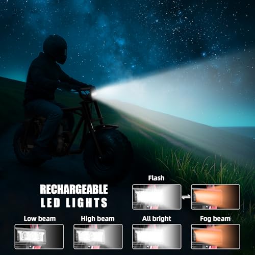 Mini Bike, Gas Dirt Bike, Minibike, Gas Powered Mini Bikes for Adults, 99cc-4 Stroke Pit Bike with Led Light, Min Dirtbike, Motorcycle Max Load 200 Lbs, Max Speed 28 Mph, Age13+