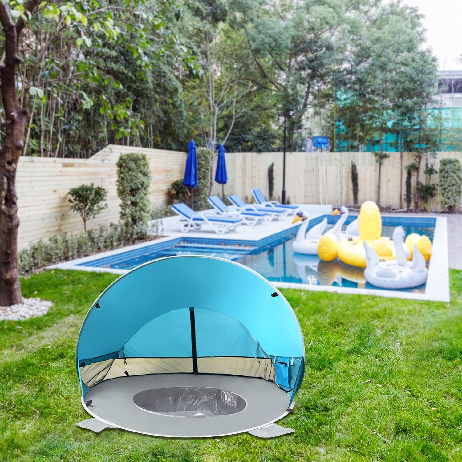 SHDIBA Large Baby Beach Tent with Pool, UPF 50+ Portable Pop Up Baby Beach Canopy Sun Shelters with UV Protection for Infant