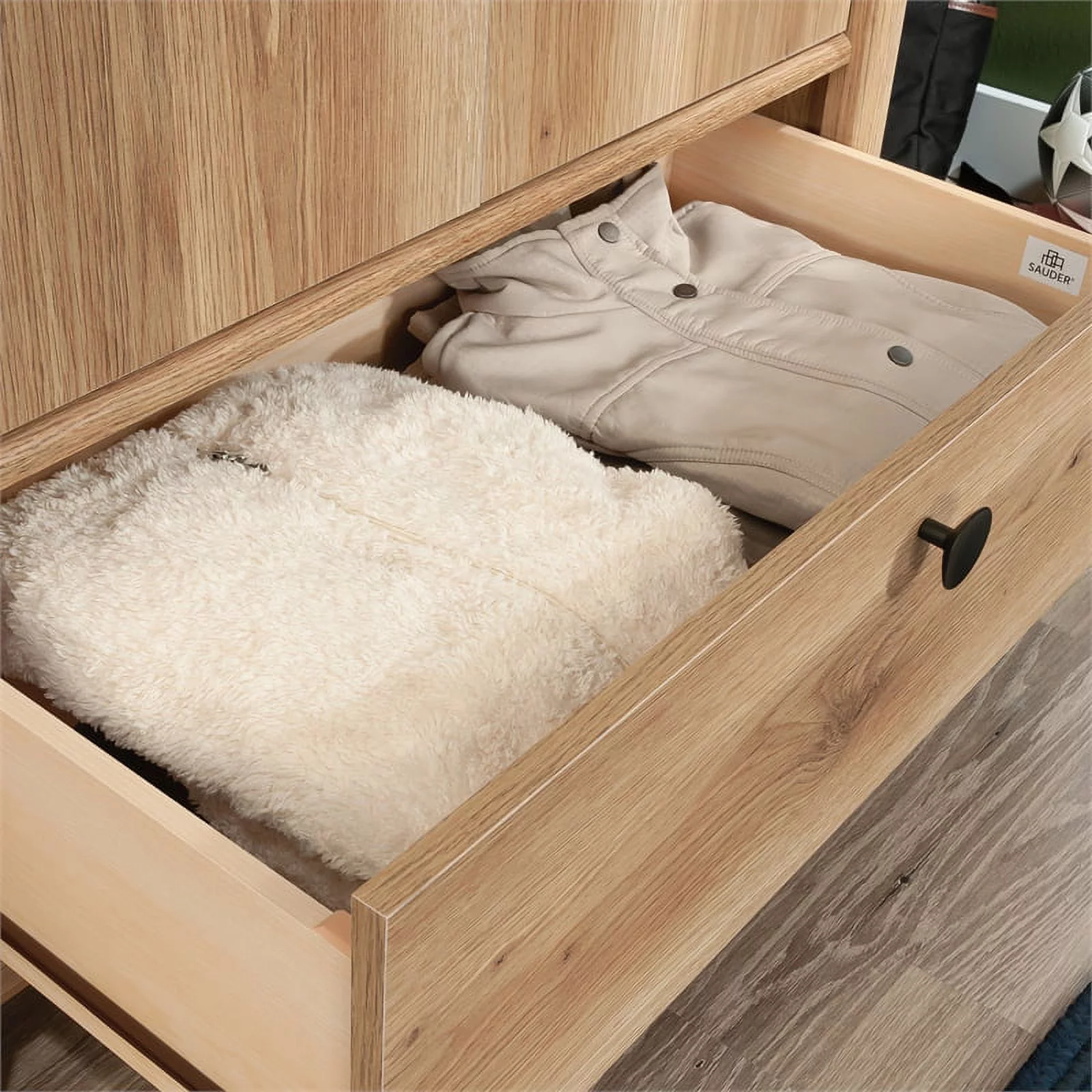 Sauder Dover Edge Bedroom Armoire with Drawer, Timber Oak Finish
