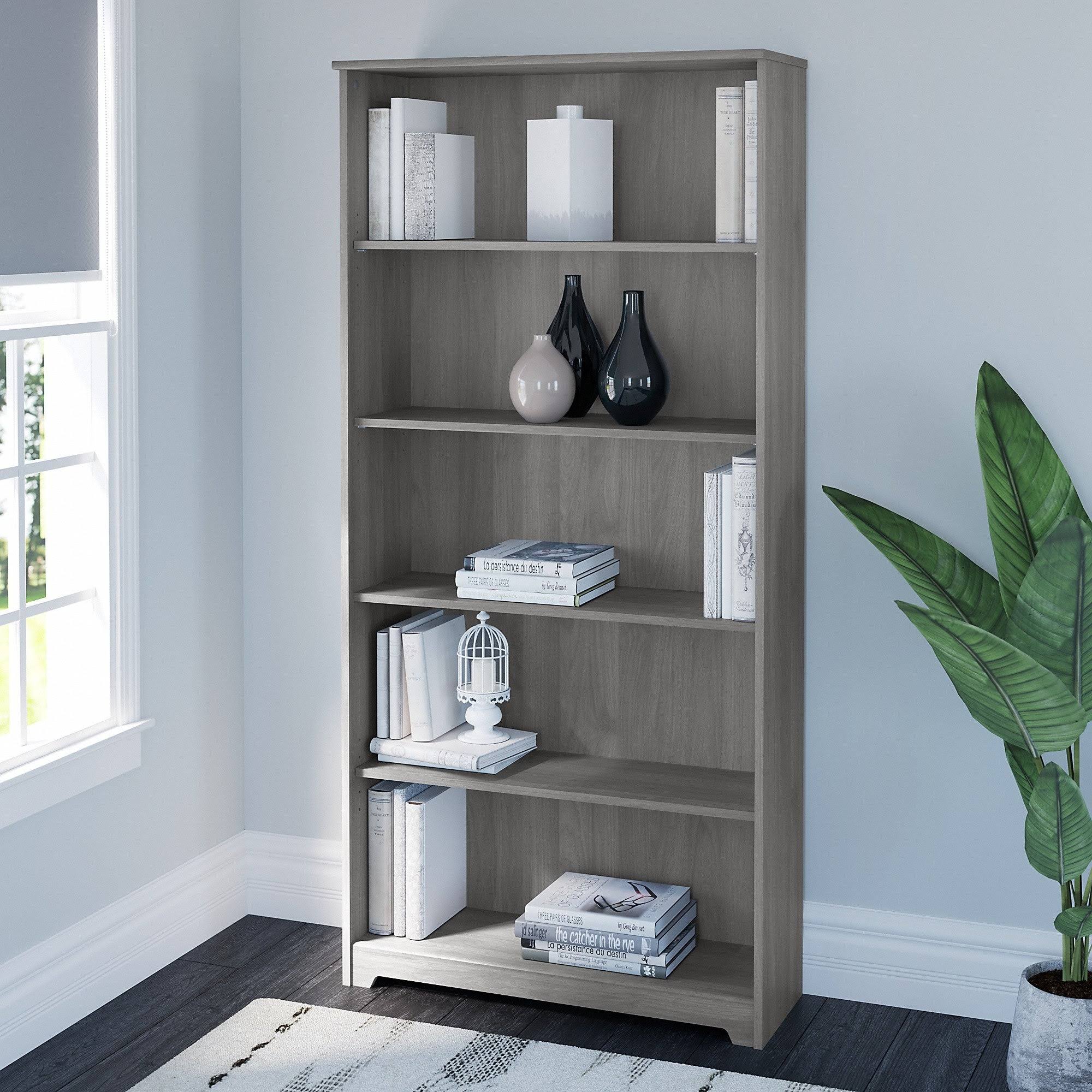 Bush Furniture Cabot Tall 5 Shelf Bookcase in Modern Gray