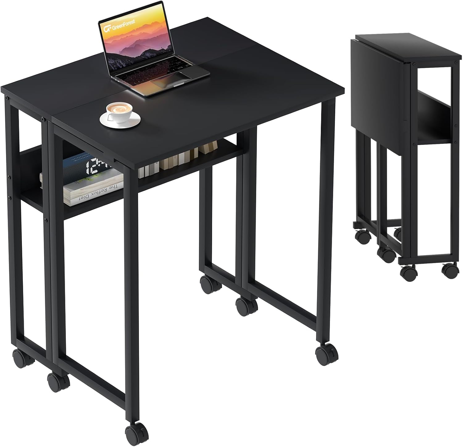 GreenForest Folding Desk and Computer Desk with Drawers
