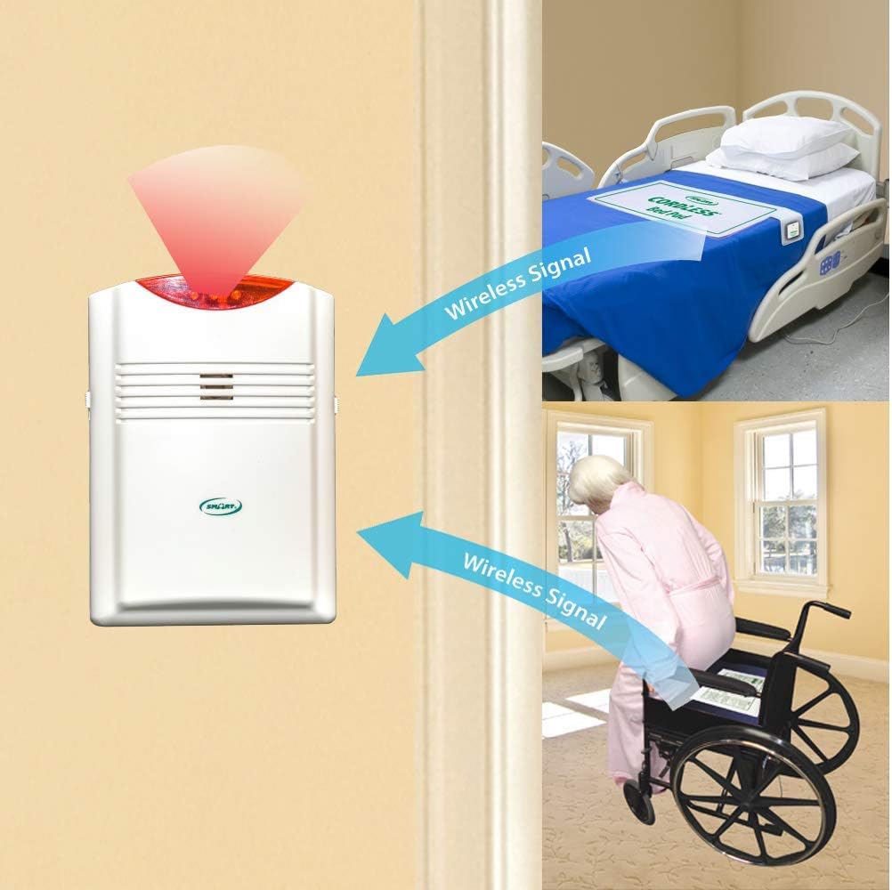 Wireless Monitor with Bed Sensor Pad and Chair Sensor Pad - Wireless & Cordless Makes This System Easy-to-use for The Caregiver!