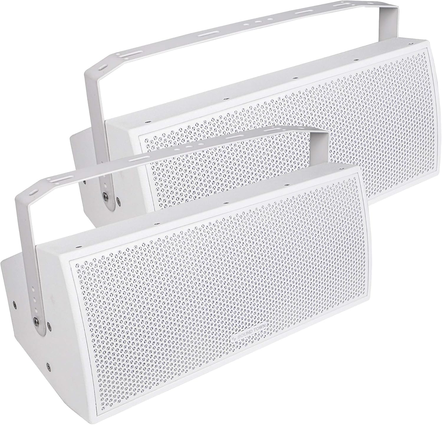 Sound Town Pair of CARME Series Dual 8 2-Way Passive Professional Loudspeaker, Black with Compression Driver and U Bracket for Installation, Live Sound, Karaoke, Bar, Church (CARME-U208B-PAIR)