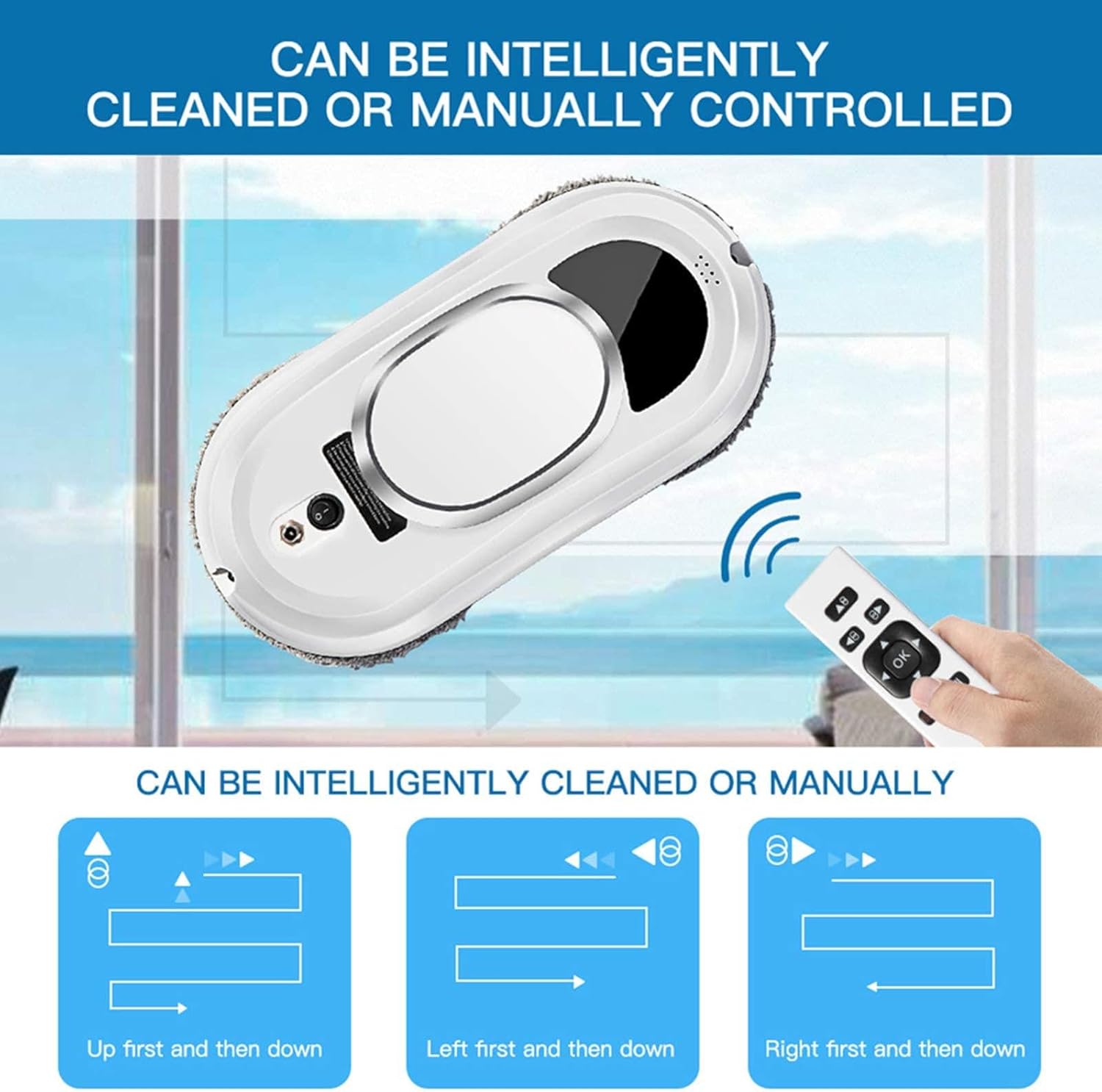Automatic Window Cleaner Robot for Indoor/Outdoor Glass Window Cleaning, Smart Window Cleaning Robot with Remote Control