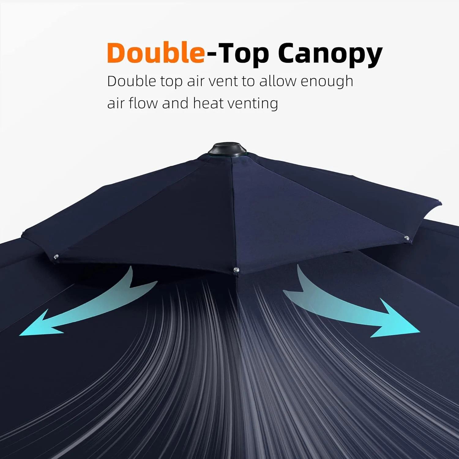 PURPLE LEAF Patio Umbrella 12 Feet Double Top Round Deluxe Offset Hanging Umbrella Outdoor Market Umbrella Garden Umbrella, Navy Blue