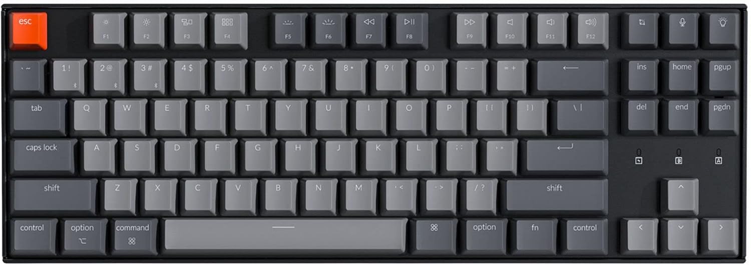 Keychron K8 Tenkeyless Wireless Mechanical Keyboard for Mac, White Backlight, Bluetooth, Multitasking, Type-C Wired Gaming Keyboard for Windows with Gateron G Pro Brown Switch