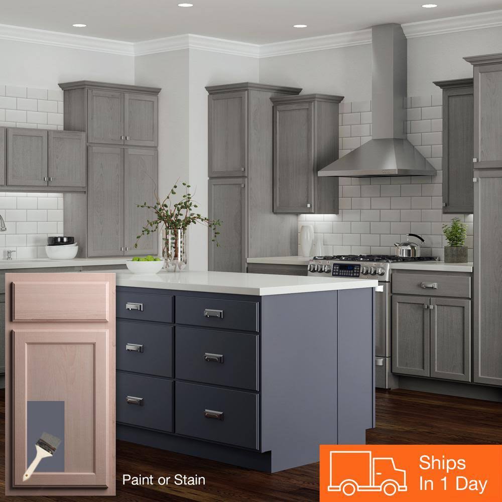 Hampton Bay Hampton Assembled 28.5x34.5x16.5 in. Lazy Susan Corner Base Kitchen Cabinet in Unfinished Beech