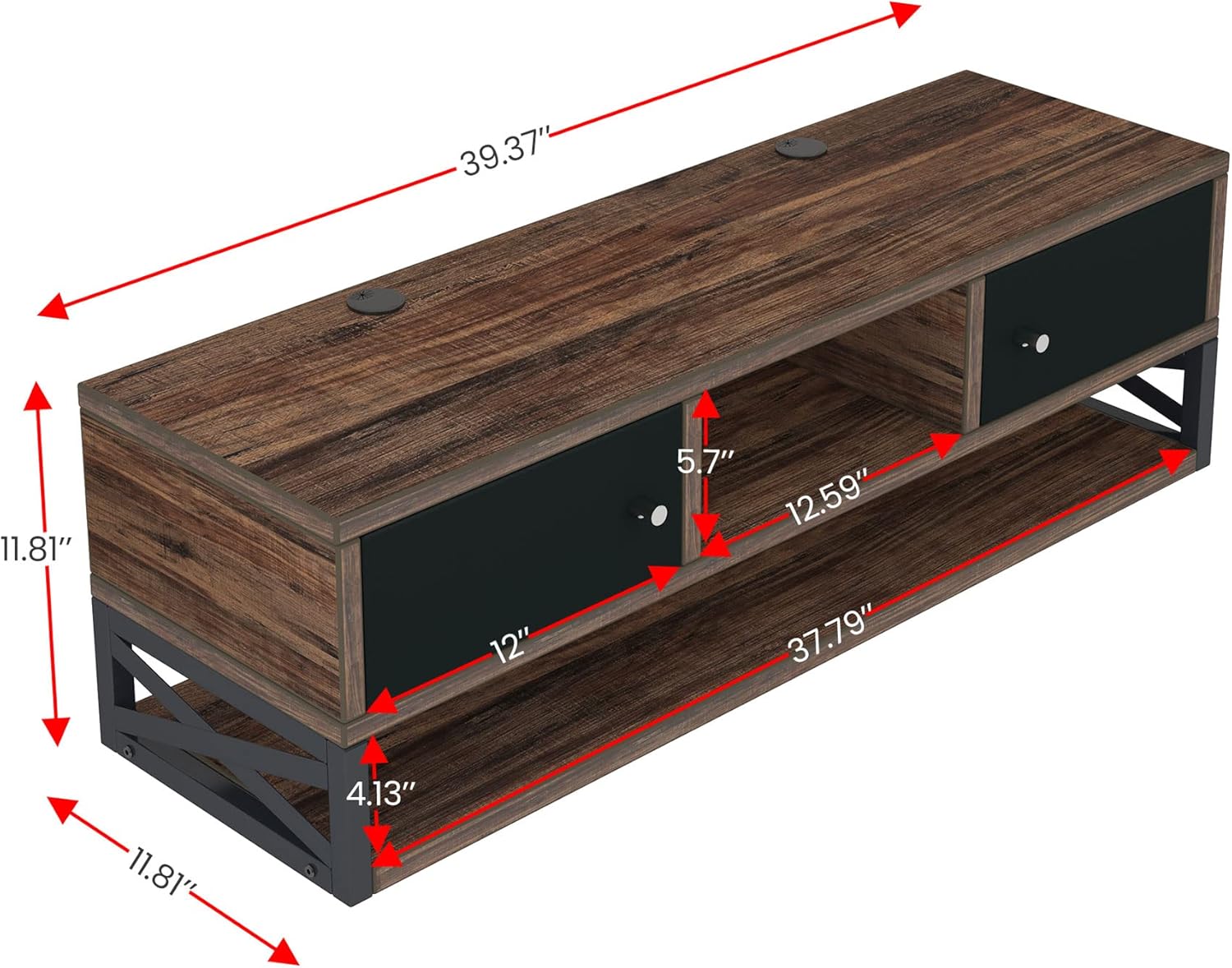 Tribesigns Floating TV Stand, 3-Tier Wall Mounted Media Console TV Shelf with Magnetic Suction Doors, TV Cabinet Entertainment Center Console Shelf for Living Room Bedroom