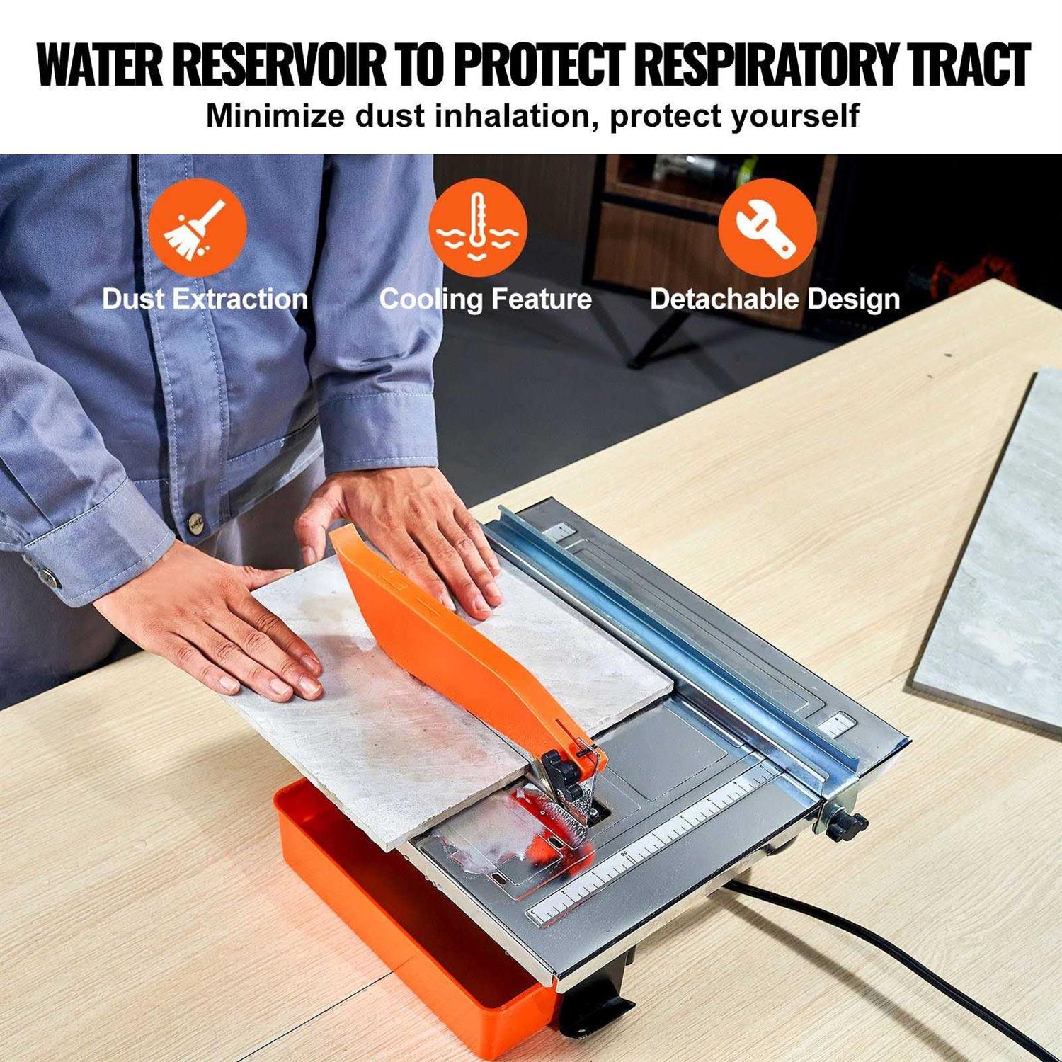 VEVOR Wet Tile Saw 7-inch 65Mn Steel Blade 3500 RPM Induction Motor - Shop Hardware Tools Online Store