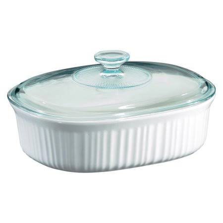 Corning French White 2.5 qt Oval Covered Casserole