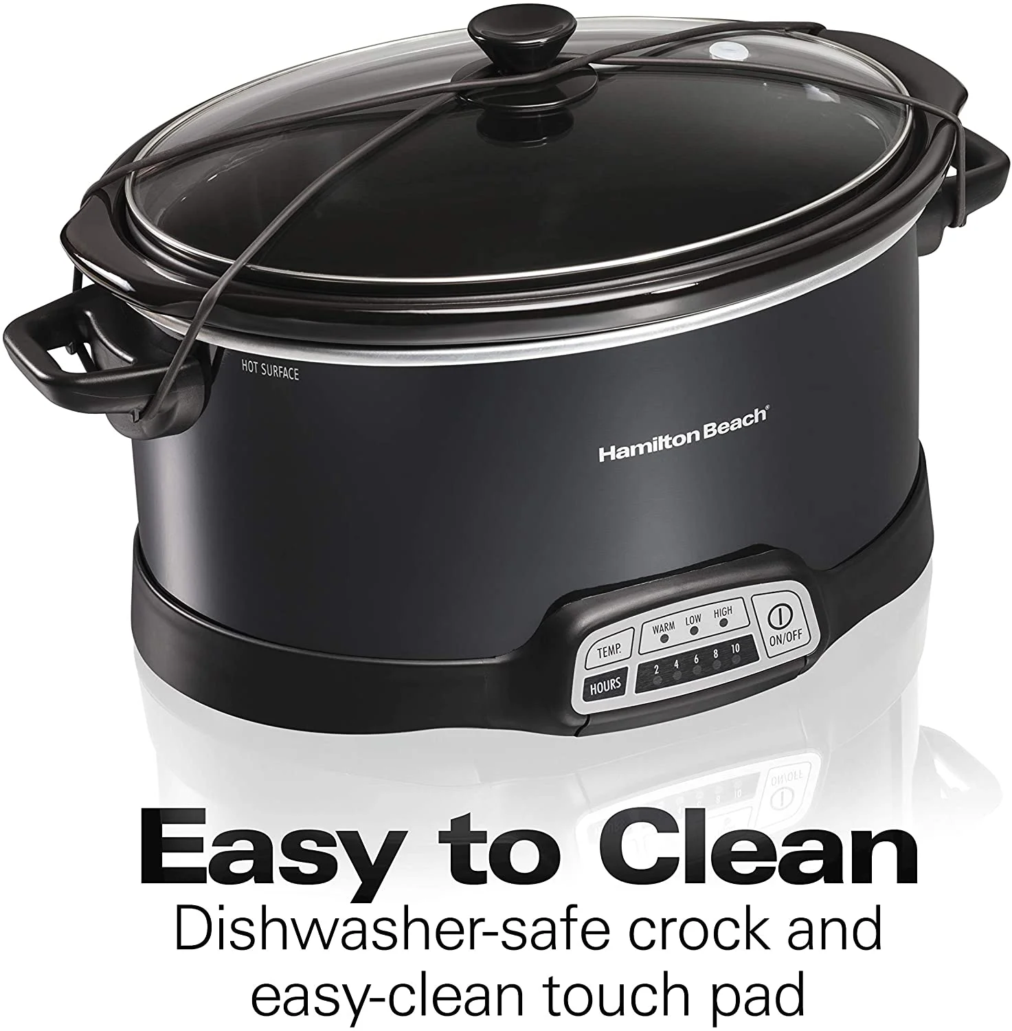 Hamilton Beach Portable 7-Quart Programmable Slow Cooker With Lid Latch Strap for Easy Transport, Dishwasher-Safe Crock, Black (33474)
