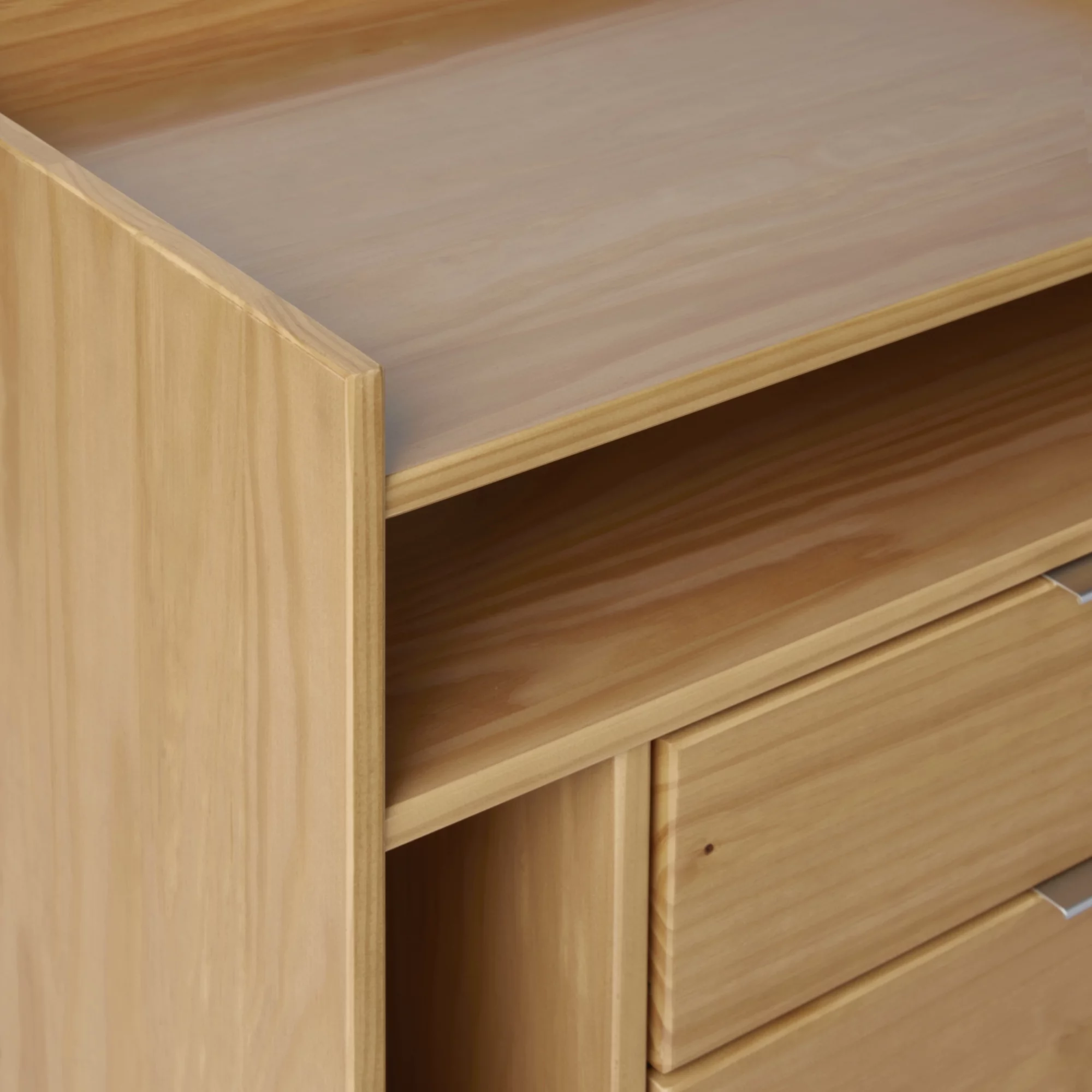 Walker Edison Mid-Century Modern 2-Drawer Wood Nightstand, Natural Pine