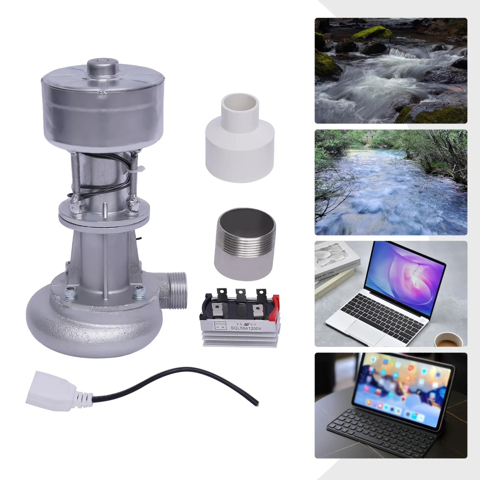 TOOL1SHOoo Micro Hydroelectric Generator 500 Watts 50hz 110 Volts High Power with Monitoring Portable