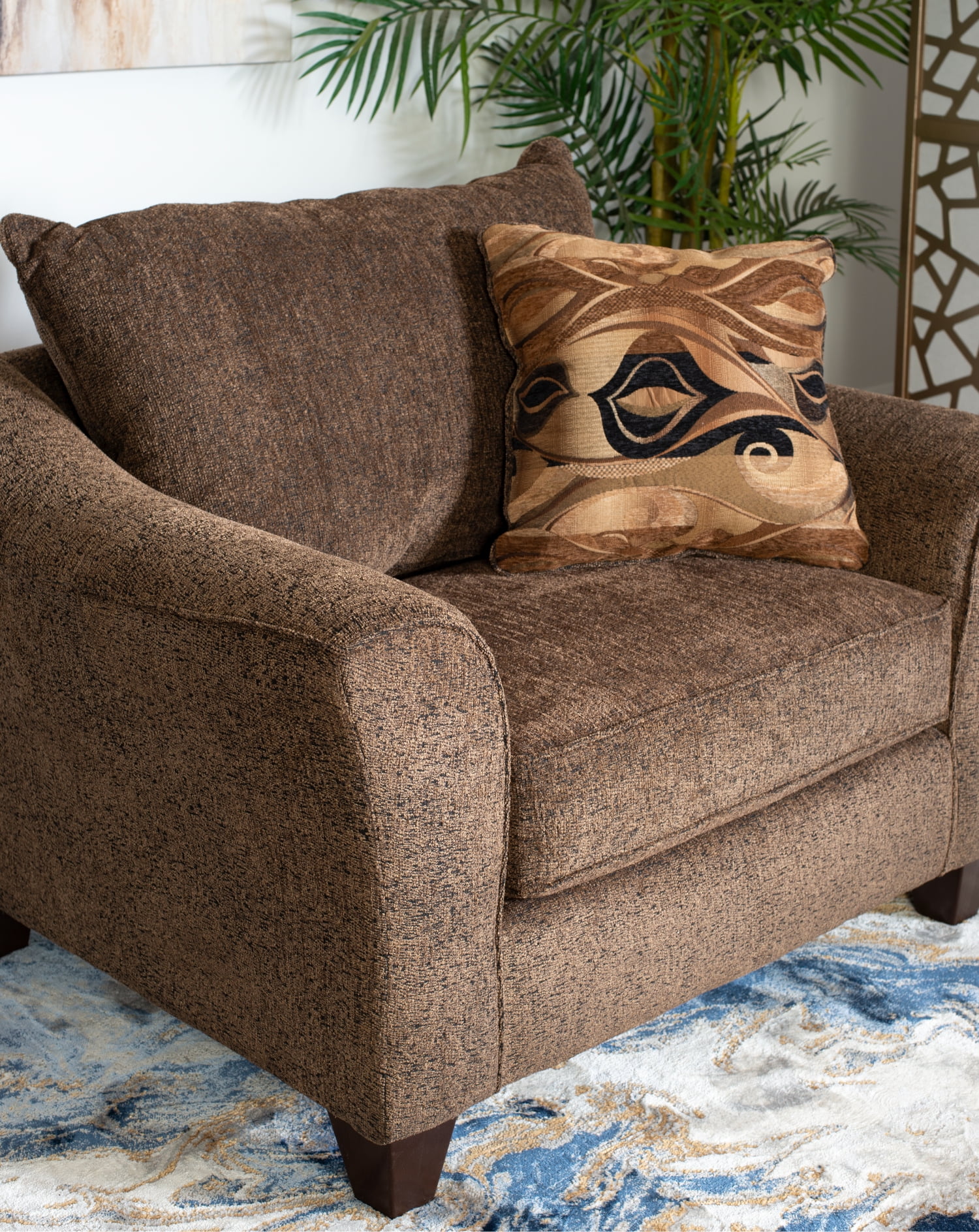 Roundhill Furniture Camero Pillowback 4-Piece Sofa Set, Fabric, Chocolate Color