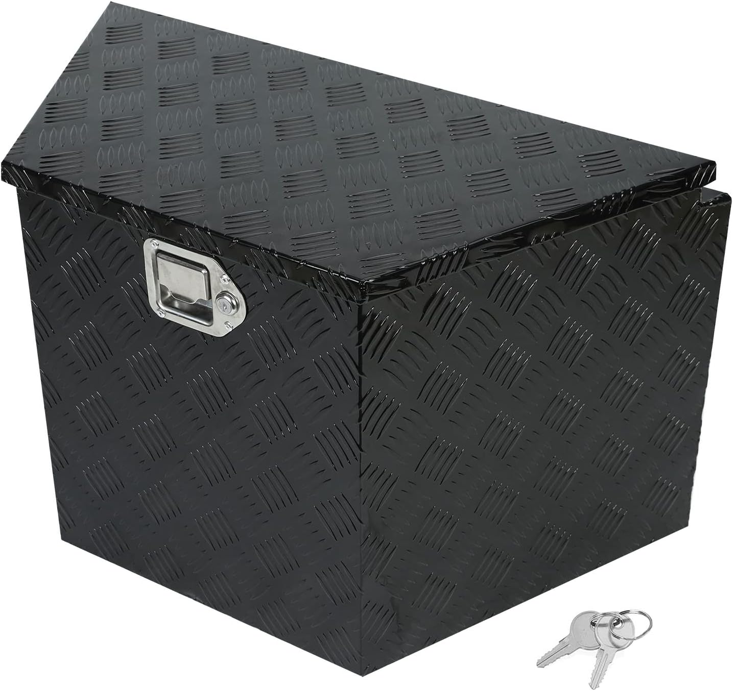 18X17X17.75 Black Aluminum 5 Bar Tread Tool Box Truck Car Outdoor Trailer Pickup Underbody Toolbox,RV Storage Organizer，Underbed Tools Organizer W/Lock Latch w/Keys