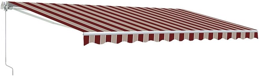 ALEKO Retractable 13x10 Feet Manual White Frame Patio Awning - 100% Polyester Canopy, Cover, Sun Shade, Shelter for Yard, Deck, Balcony - UV Protection &ndash; Black - AW13X10BK81