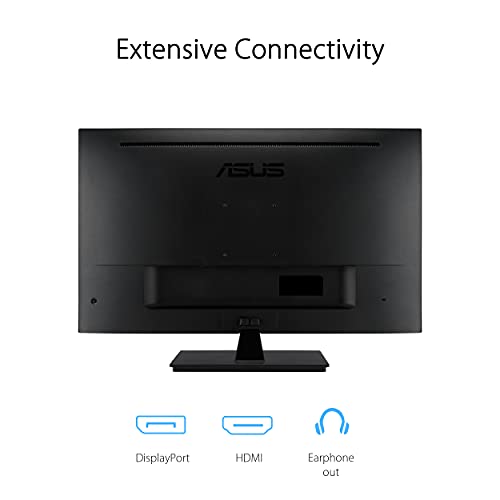 ASUS 31.5” 2K Monitor (VP32AQ) - WQHD (2560 x 1440), IPS, 100% sRGB, HDR10, 75Hz, Speakers, Adaptive-Sync/FreeSync, Low Blue Light, Eye Care, VESA Mountable, Frameless, DisplayPort, HDMI, Tilt,BLACK