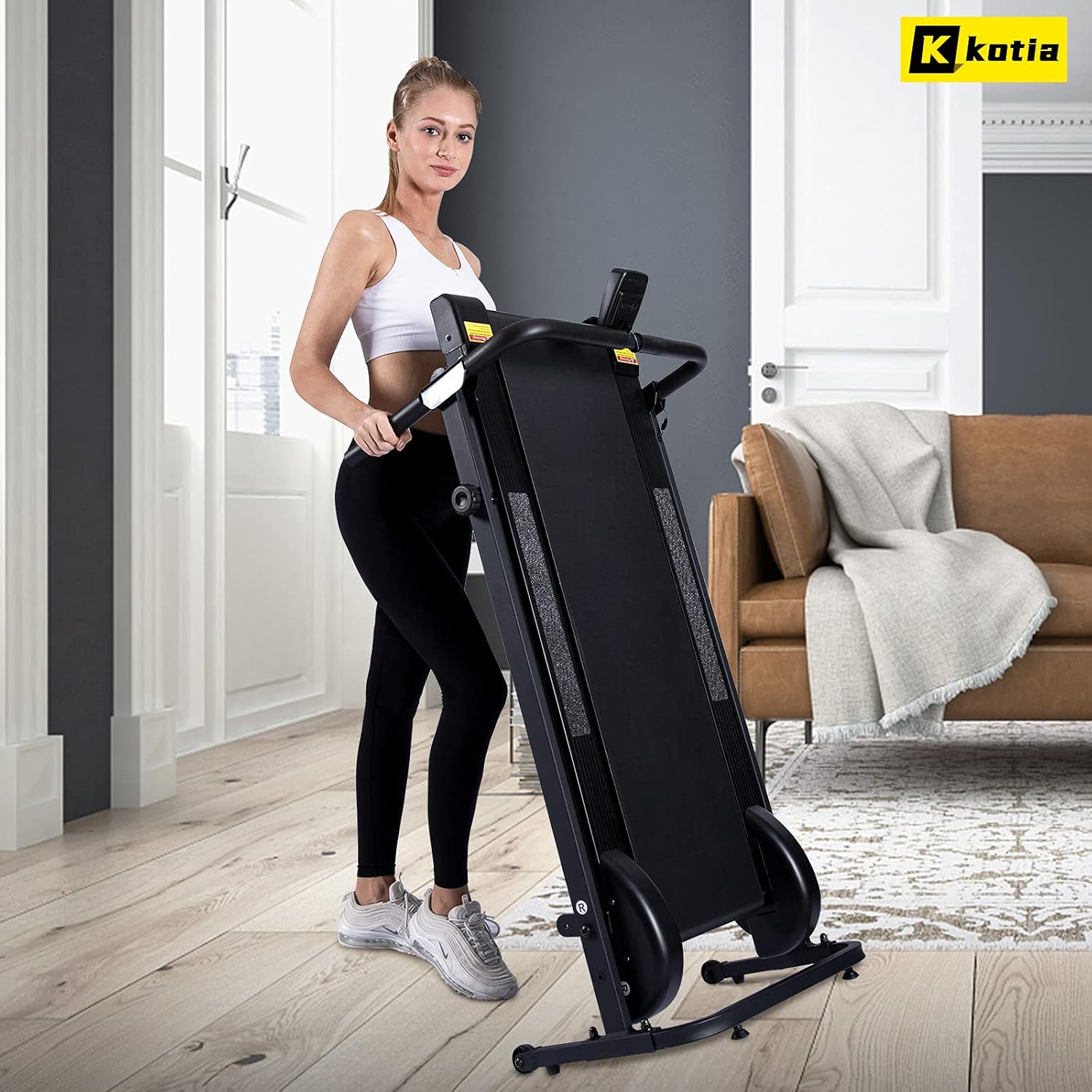 kotia Manual Treadmill Non Electric Treadmill with 10° Incline Small Foldable Treadmill for Apartment Home Walking Running (Mode GHN213)
