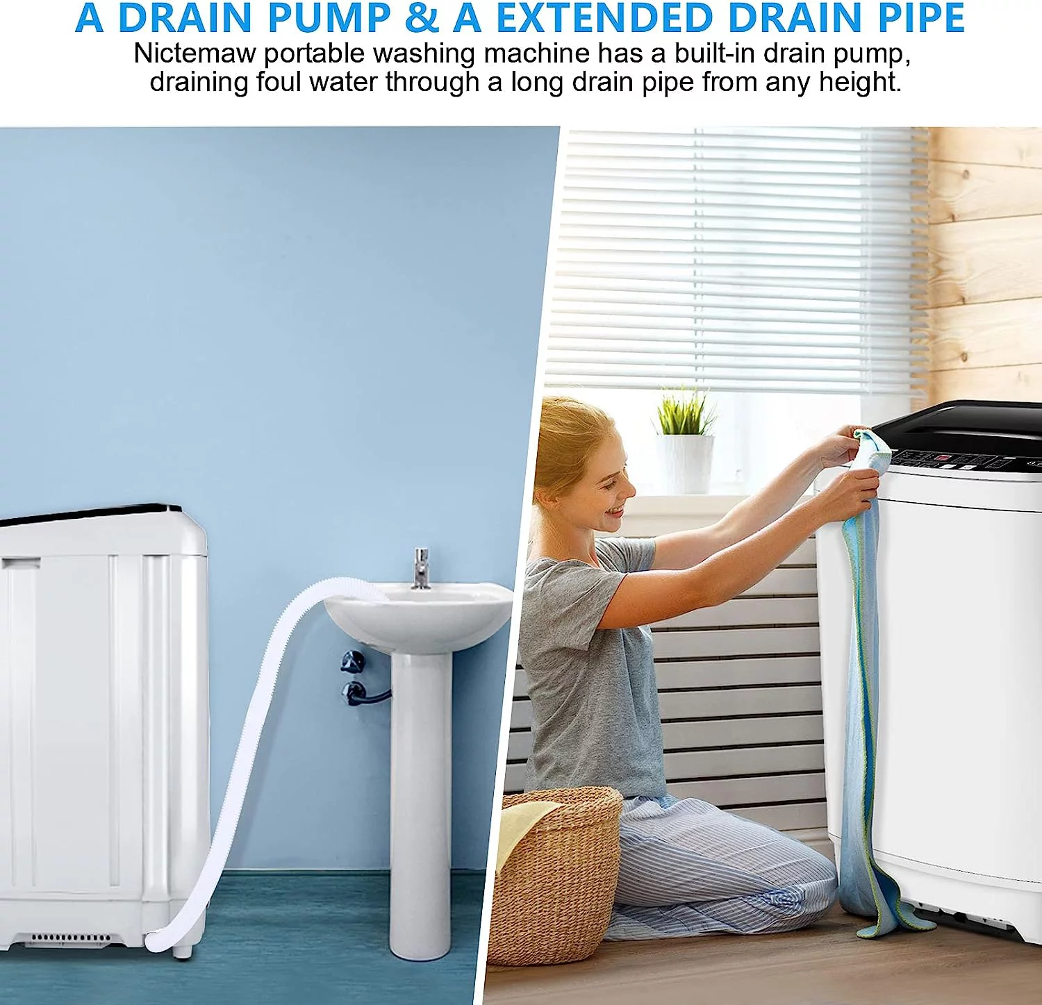 Qhomic Compact Washing Machine, 17.6lbs Capacity, 1.9 Cu.ft Portable Washer with LED Display and Faucet Adapter, Fully Automatic Washing Machine with Timed Settings, Perfect for Apartments, Dorms, Rv