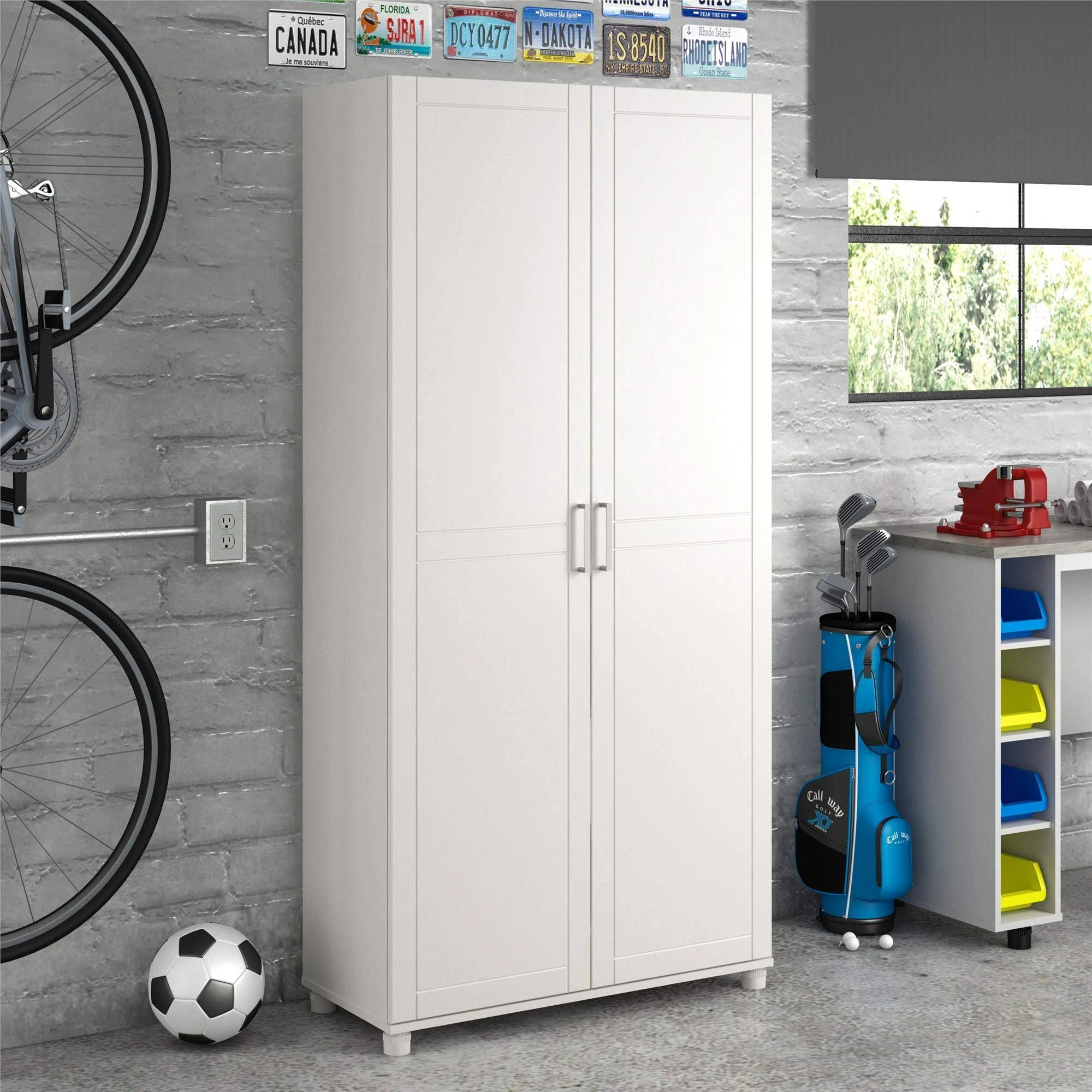 SystemBuild Callahan 36 inch Utility Storage Cabinet, White