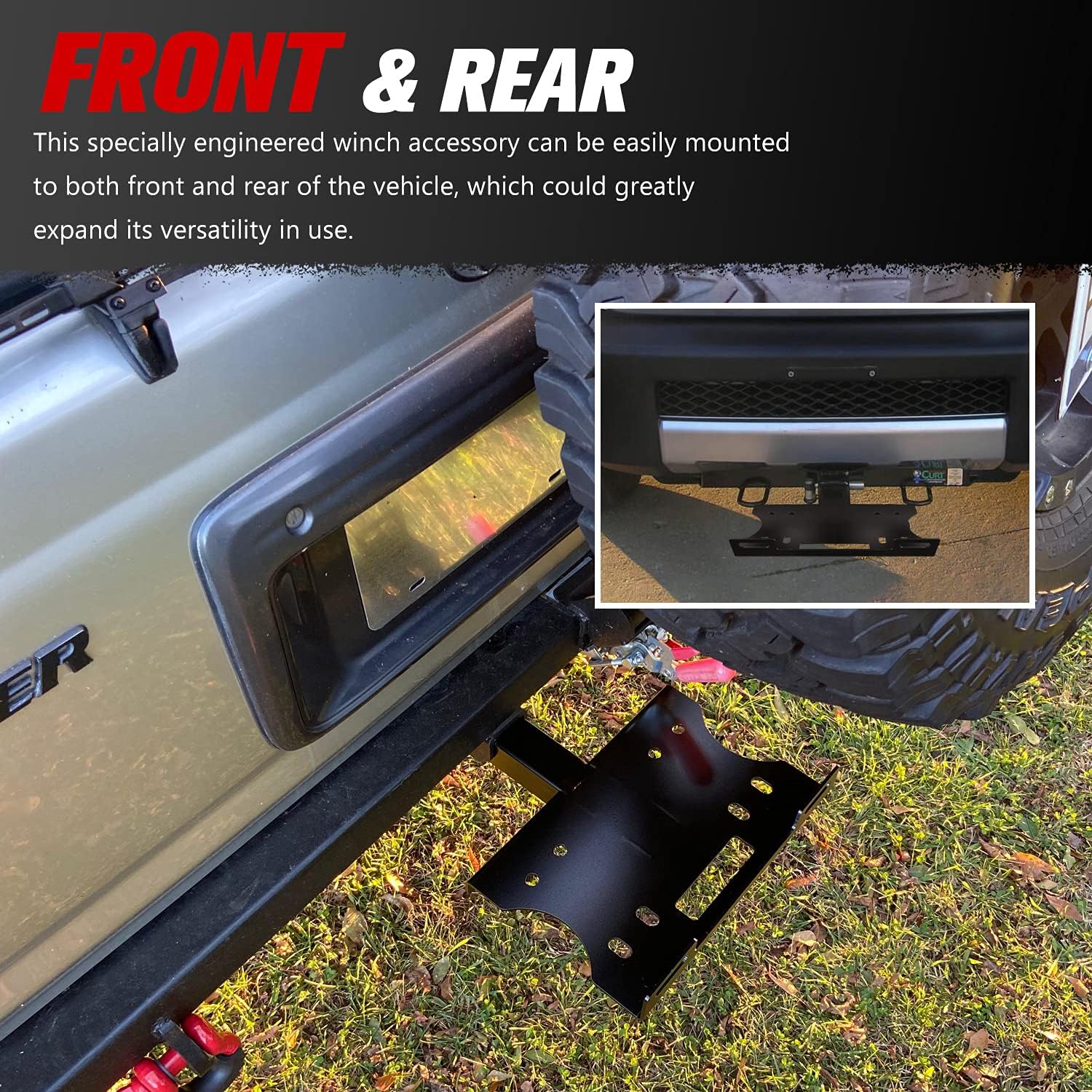 FIERYRED Winch Cradle Winch Mounting Plate Universal 2" Trailer Hitch Winch Mount Bracket 1,300 lb. - 16,500 lb. Capacity for Recovery Winches,Fit for ATV UTV Truck Pack of 2