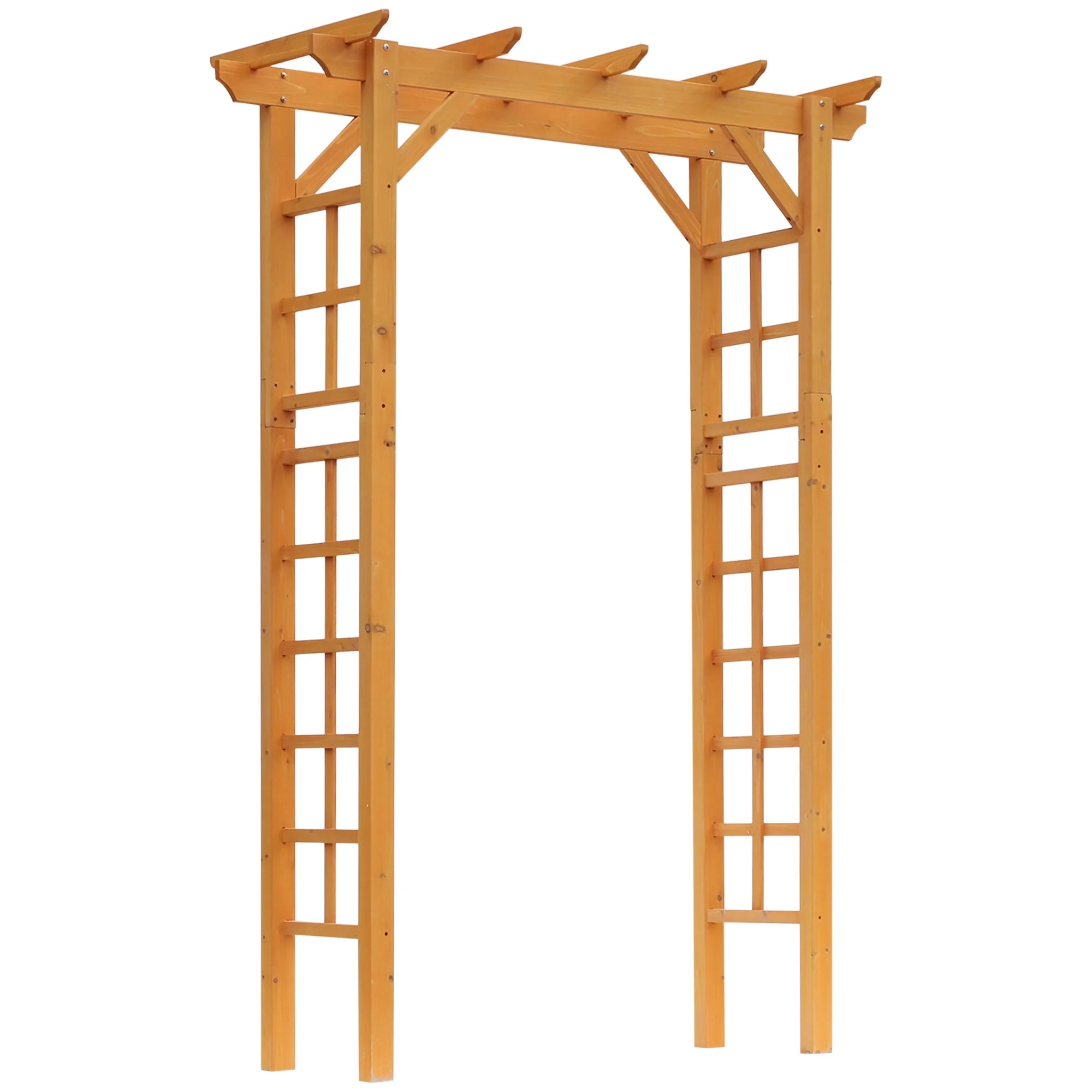 Outsunny 85" Garden Arch Arbor, Metal Arch Trellis with Gate, Garden Archway for Climbing Vines, Wedding Ceremony Decoration, Black - Curated Treasures Market