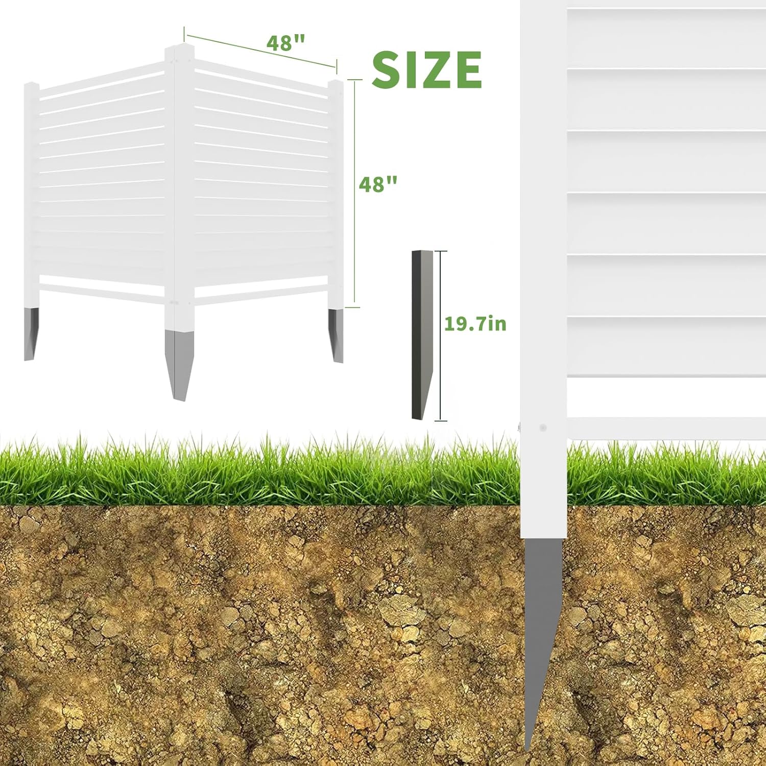 Air Conditioner Fence Outdoor Privacy Screen 48" W X 48" H 2 Panels Privacy Fence Panels for Outside Vinyl Privacy Fence for Yard, Pool Equipment Enclosure Trash Can Screens for Outdoor, Louvered