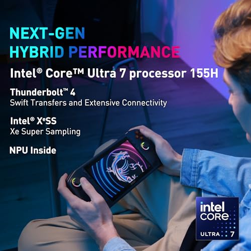 MSI Claw PC Gaming Handheld: Intel Ultra 7-155H, 7" FHD 120Hz Display, 16GB LPDDR5, 512GB NVMe SSD, MicroSD Card Reader, Thunderbolt 4, Win 11 Home: Black A1M-051US