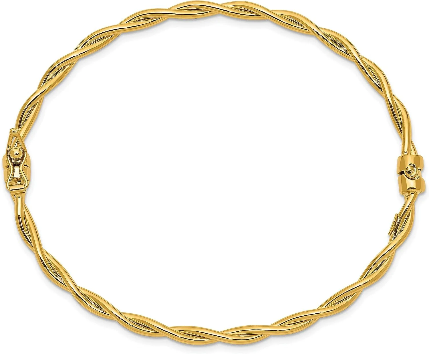Avariah Diamonds 14K Yellow Gold Twisted Hinged Bangle - 7"- Made In Italy Bracelet