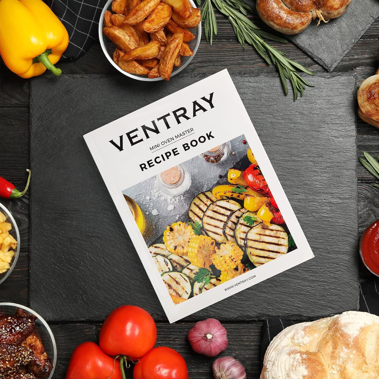 VENTRAY Convection Oven Air Fryer Toaster Oven 1700W 26QT Digital Control Stainless Steel Electric Ovens with Bake Pan, Broil Rack, Fry Basket & Recipe Book Included, 12 Cooking Presets