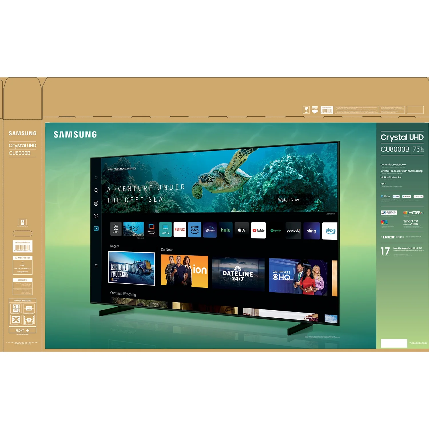 SAMSUNG 75" Class CU8000B Crystal UHD 4K Smart Television UN75CU8000BXZA