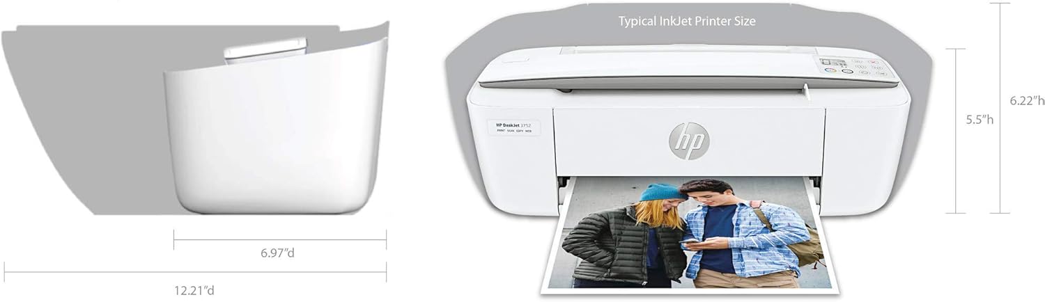 HP DeskJet 3752 Wireless All-in-One Compact Color Inkjet Printer, Scan and Copy with Mobile Printing, T8W51A (Renewed)