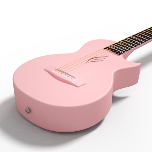 Enya Nova Go Carbon Fiber Acoustic Guitar 1/2 Size Beginner Adult Travel Acustica Guitarra w/Starter Bundle Kit of Colorful Packaging, Acoustic Guitar Strap, Gig Bag, Cleaning Cloth, String(Black)