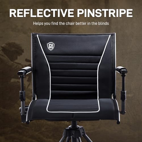 EVER ADVANCED 360° Silent Swivel Hunting Chair for Blinds, Adjustable Folding Hunting Seats for Outdoor Activities, Fishing, Support 300lbs, Black
