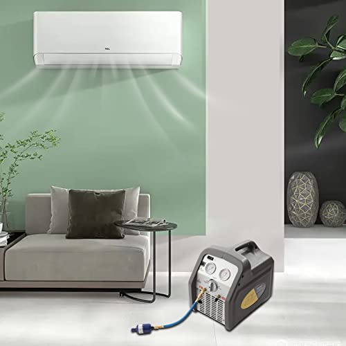 LOYALHEARTDY Refrigerant Recovery Machine AC Oil-Less Portable Refrigerant Recycling Machine HVAC Refrigerant Recovery Unit Air Conditioning Repair Tool for Both Liquid and Vapor Refrigerant
