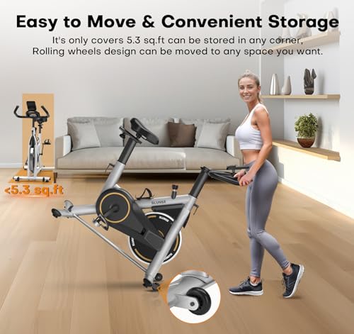 Exercise Bike, Adjustable Magnetic Resistance Stationary Bikes for Home with App Compatible, Quiet Indoor Cycling Bike with 350lbs Weight Capacity Comfortable Seat, Digital Monitor & Phone Mount