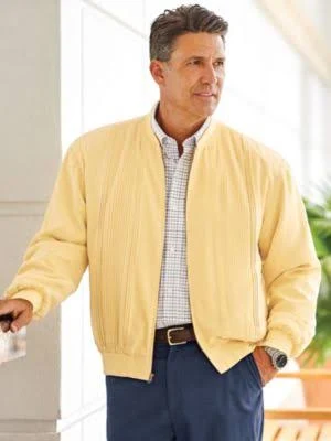 Scandia Woods Men&s Washable Silk Zip-Front Jacket, Straw Yellow XL Regular