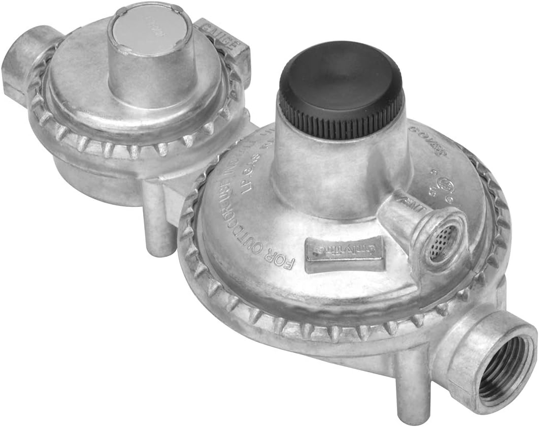 only fire Vertical Two Stage Propane Regulator for Propane Tank, 1/4" Female NPT Inlet and 3/8" Female NPT Outlet
