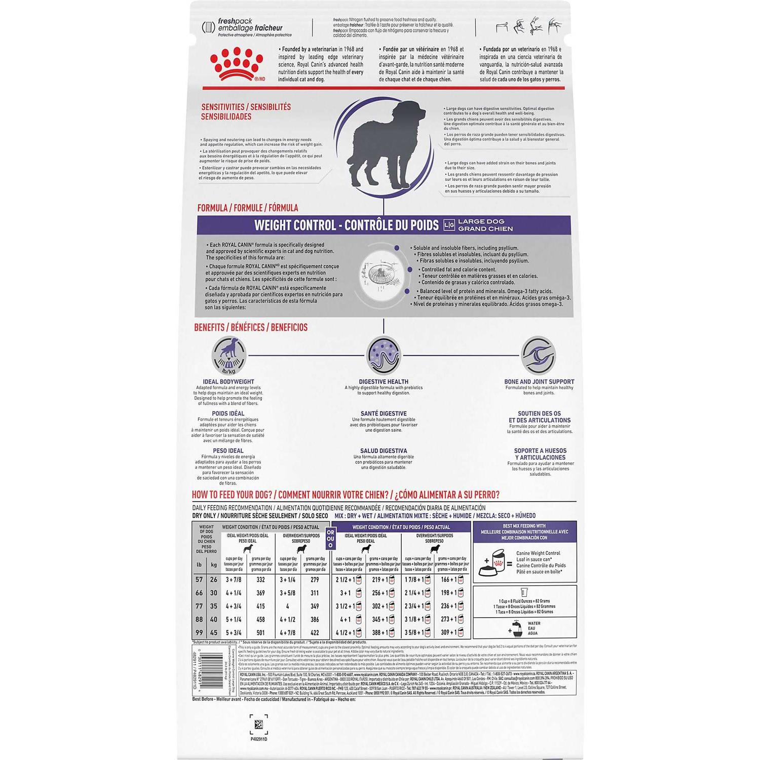 Royal Canin Veterinary Diet Canine Weight Control Large Breed Dry Dog Food - Pet Supplies online store
