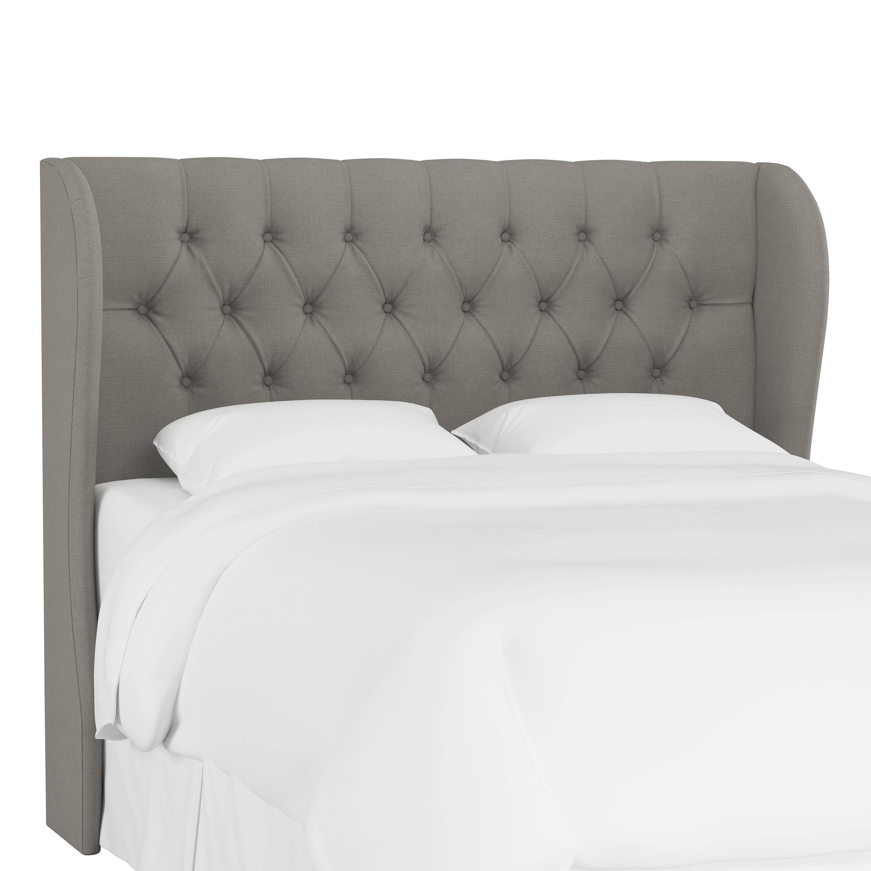 California King Tufted Wingback Headboard Gray Linen - Threshold