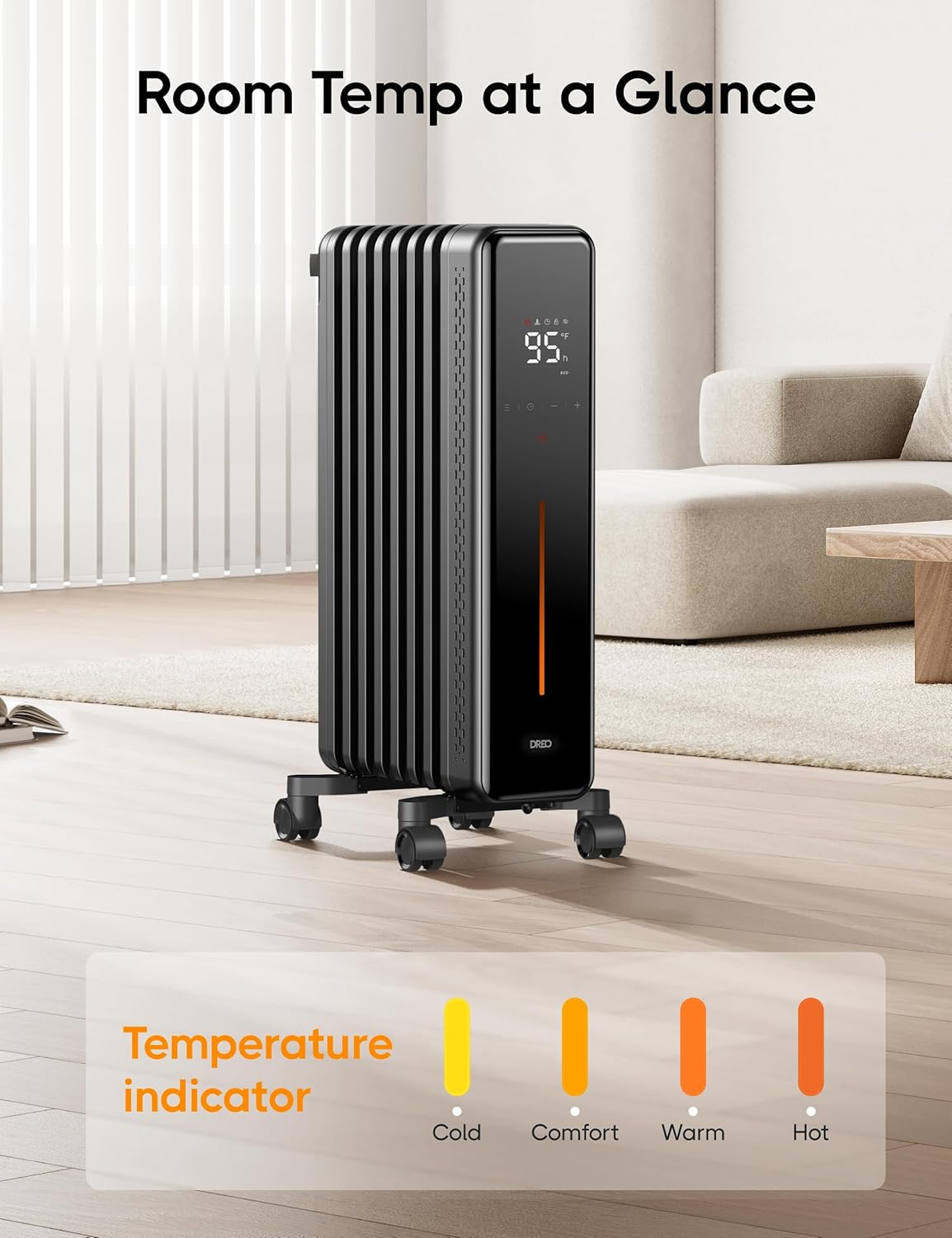 Dreo 1500W Oil Filled Radiator Heater & 1500W 120° Oscillating Wall Mount Electric Space Heater Bundle