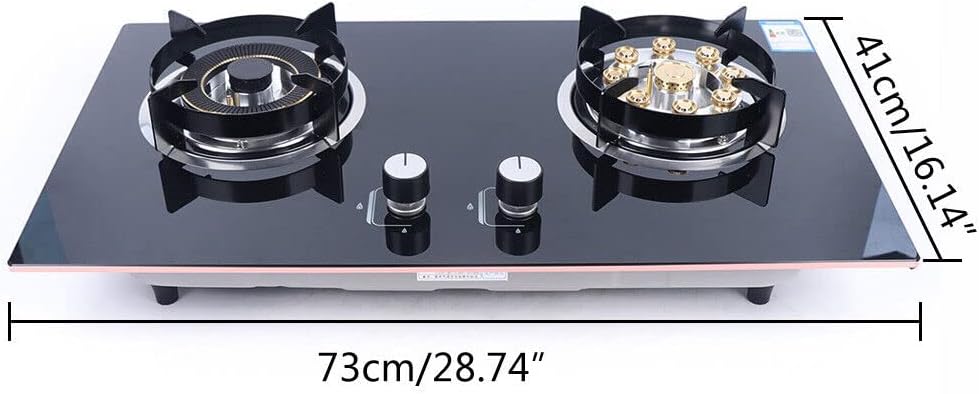 Gas Cooktop 2 Burners,Portable Stainless Steel Built-in Gas Hob Double Burner Gas Stoves Kitchen Slope Edge Tempered Glass LPG/NG Dual Fuel Easy to Clean for RVs, Apartments, Outdoor